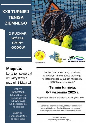 XXII Turniej Tenisa Ziemnego o Puchar Wójta Gminy Godów w kategorii open w ramach mistrzostw LGD "Morawskie Wrota"