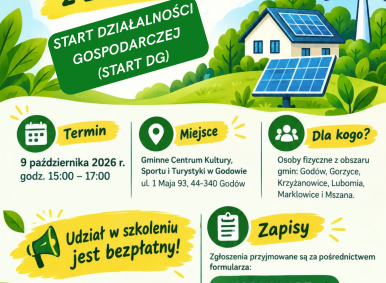 SZKOLENIE - w ramach Przedsięwzięcia P3.3. Wspieranie przedsiębiorczości w zakresie OZE oraz innych technologii i rozwiązań proekologicznych – podejmowanie działalności gospodarczej (START DG)